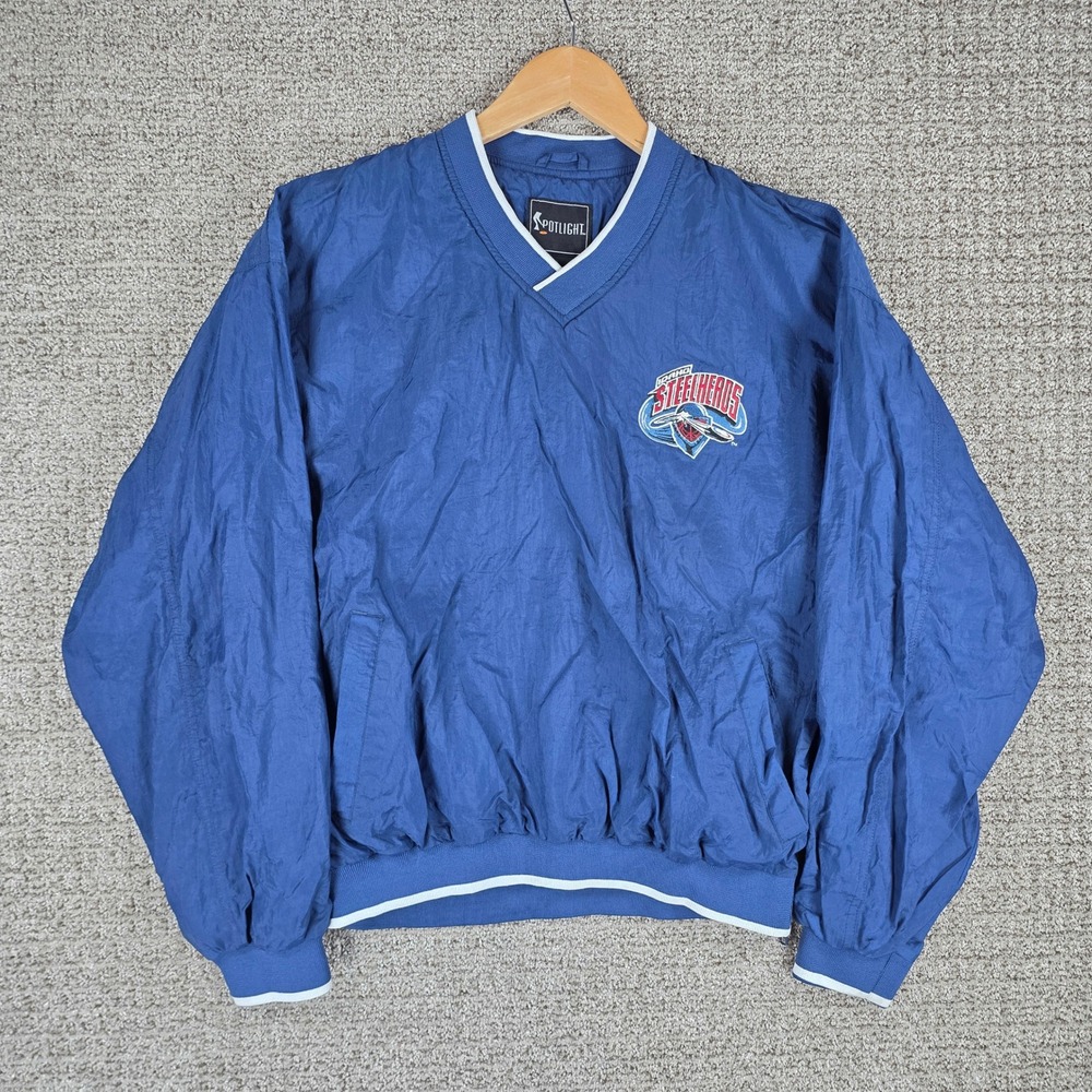 Vintage Spotlight Idaho Steelheads ECHL Hockey Windbreaker Jacket Blue Mens S
